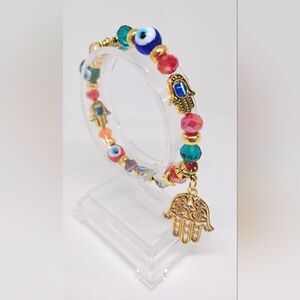 Women's‎ bracelet beaded beads evil eye hand d98